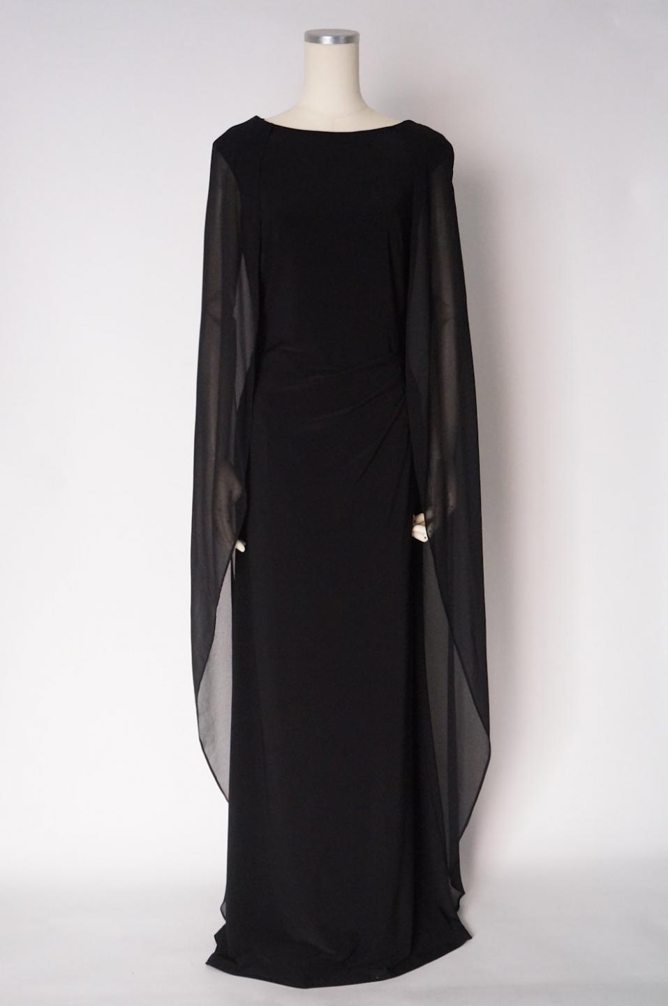 ラルフローレン  シフォンケープのロングドレス ブラックサイズ6