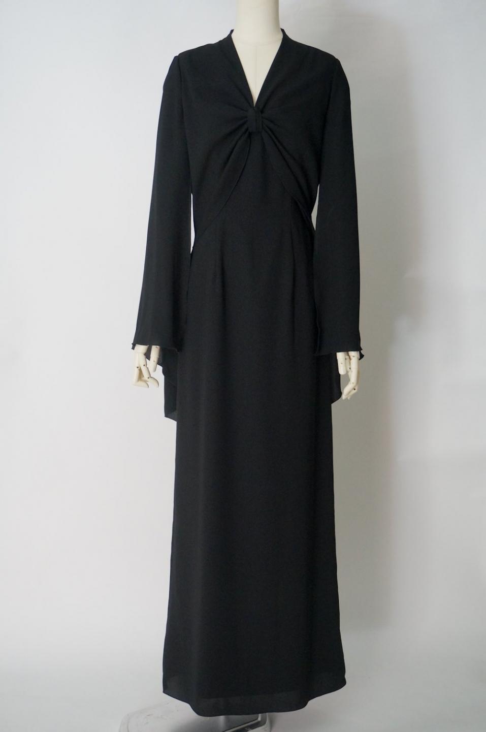 サフィア イースト ケープスリーブ Vネックロングドレス S